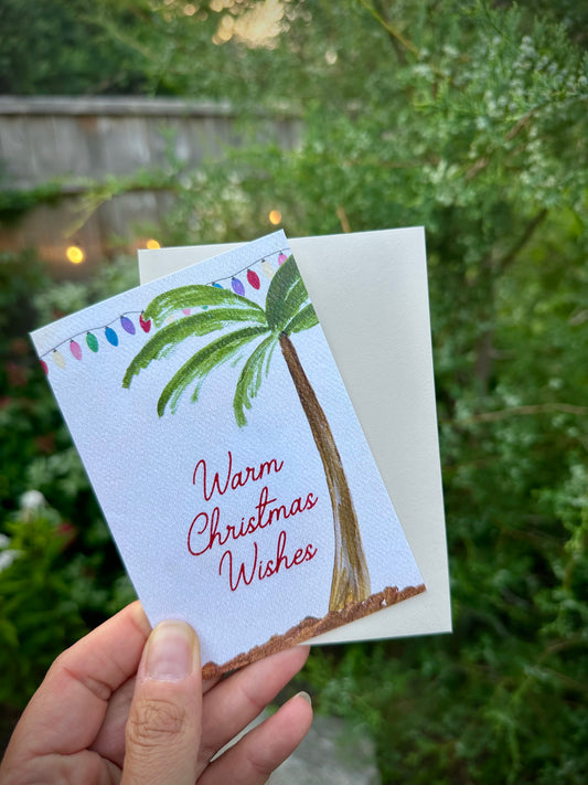 Warm Christmas Wishes Palm Tree Christmas Card