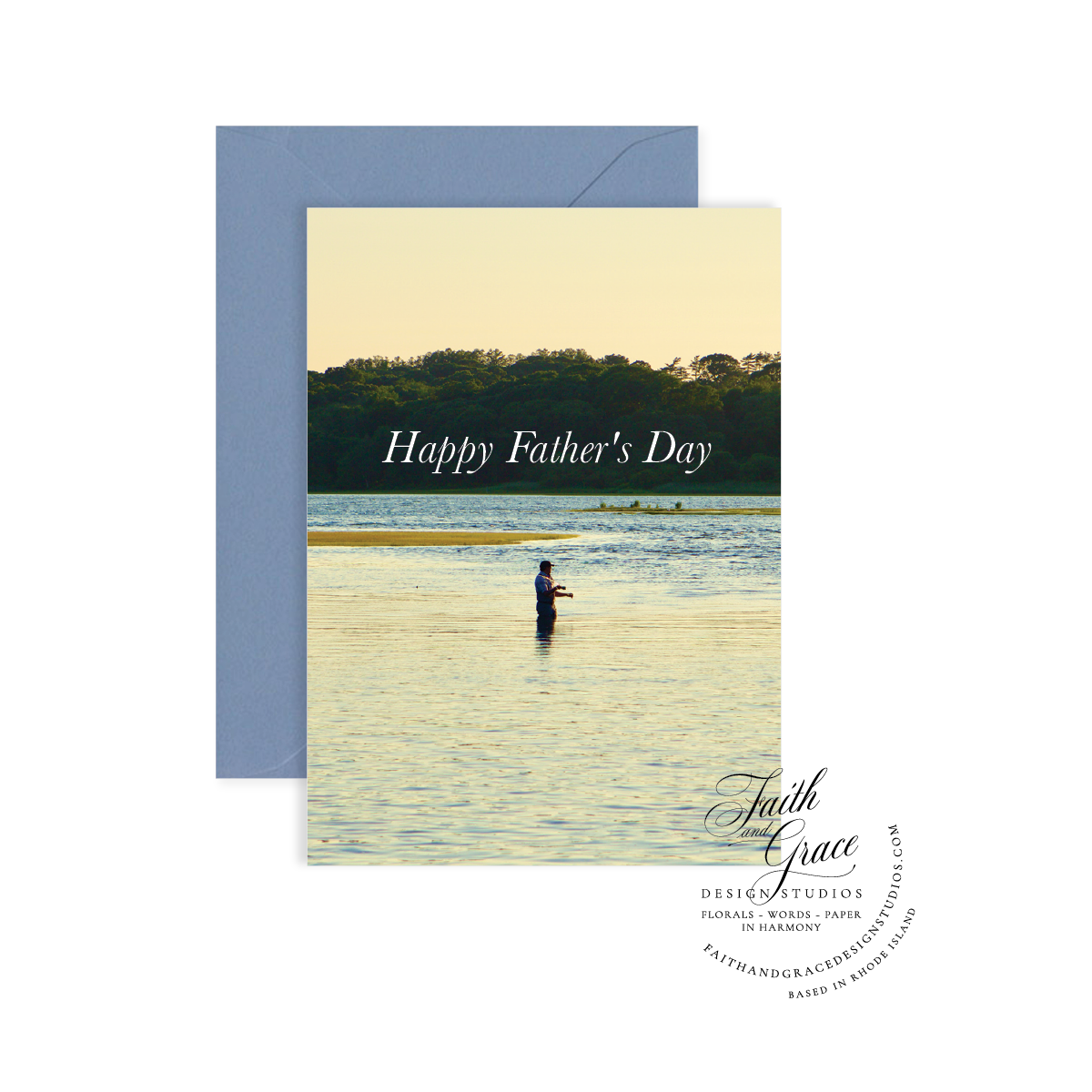 Fishing on Narrow River Father's Day Greeting Card with Blue Envelope