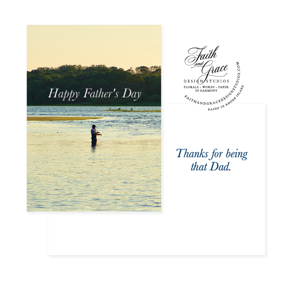 Fishing on Narrow River Father's Day Greeting Card with Blue Envelope