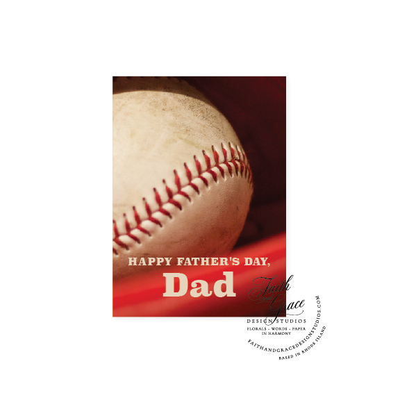 Baseball and Red Baseball Glove Fathers Day Card