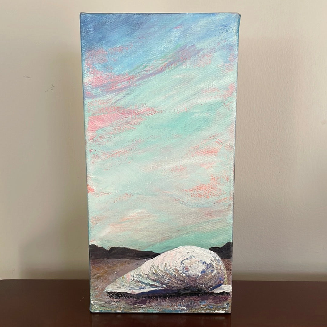 The Day After; Narrow River at Dusk, 6x12 Acrylic Painting by Kristina Petrilli