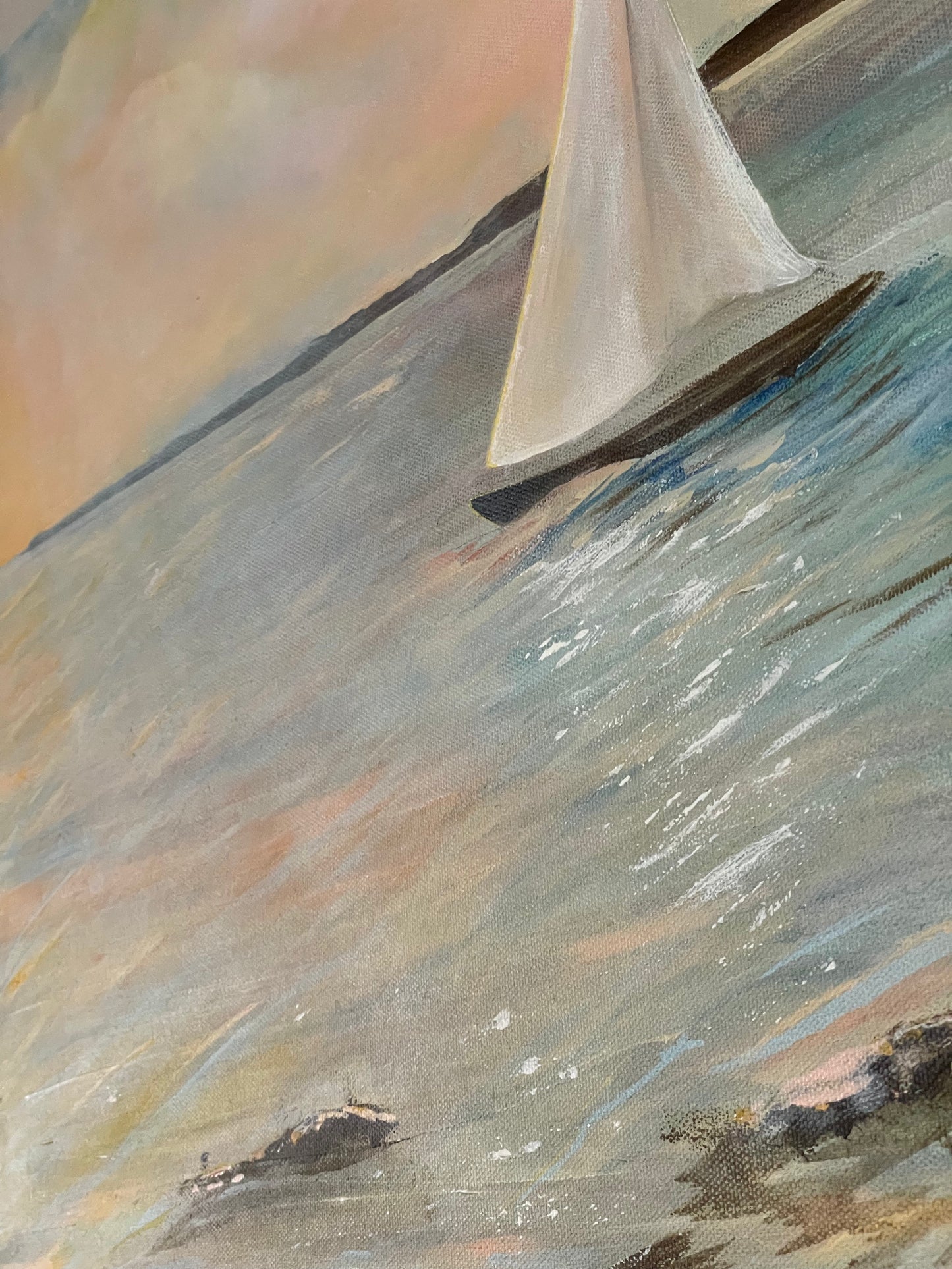 Shimmering Sails, Brenton Point, Newport 24x28 Acrylic Painting