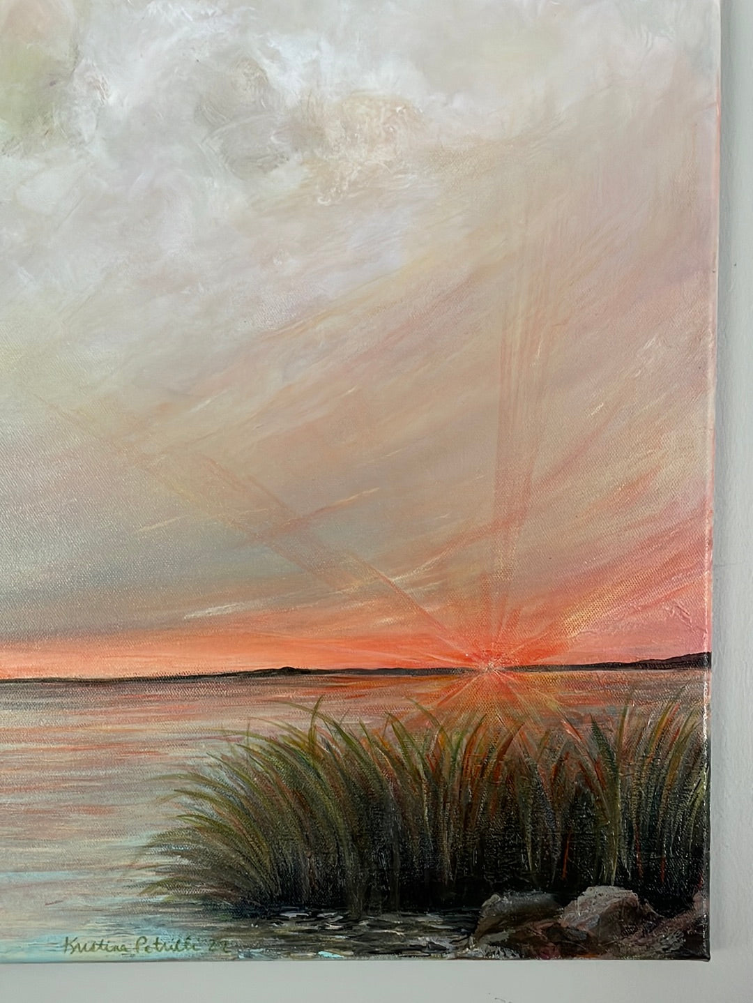 Sunset Over the Peaceful Cove, 20x24 Acrylic Painting