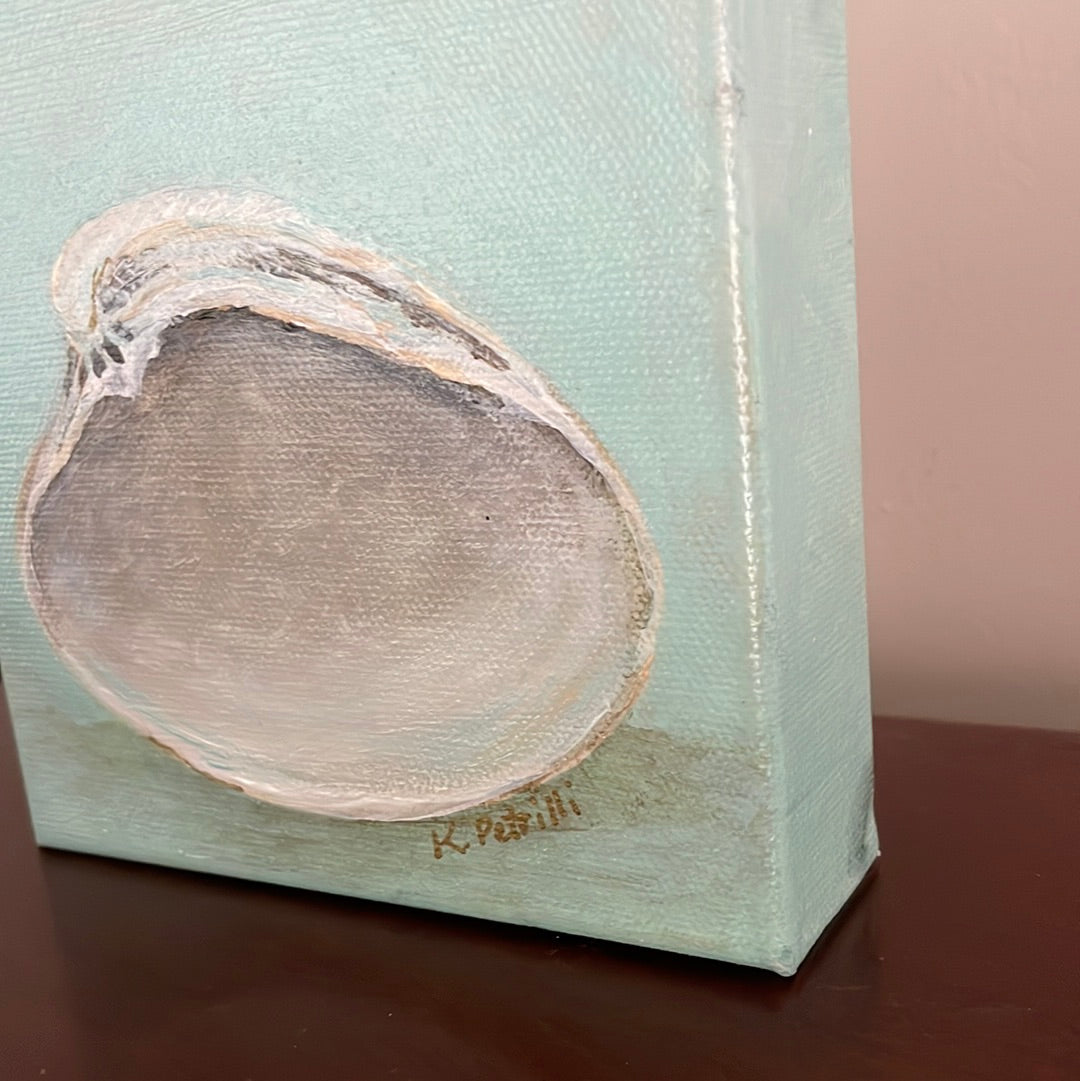 Aqua Quahog, 5x5 Acrylic Painting