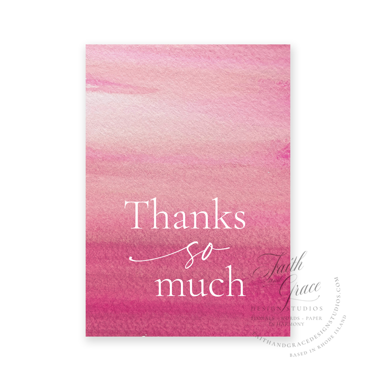 Pink Watercolor Thank You Card