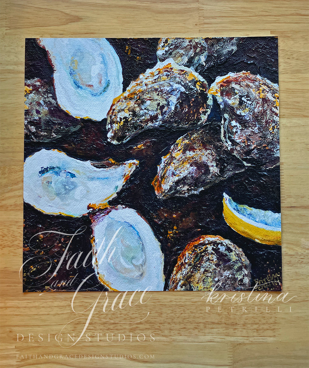 Quonnie Siren Oysters Fine Art Print  Rhode Island Oysters Coastal Art –  Faith and Grace Design Studios