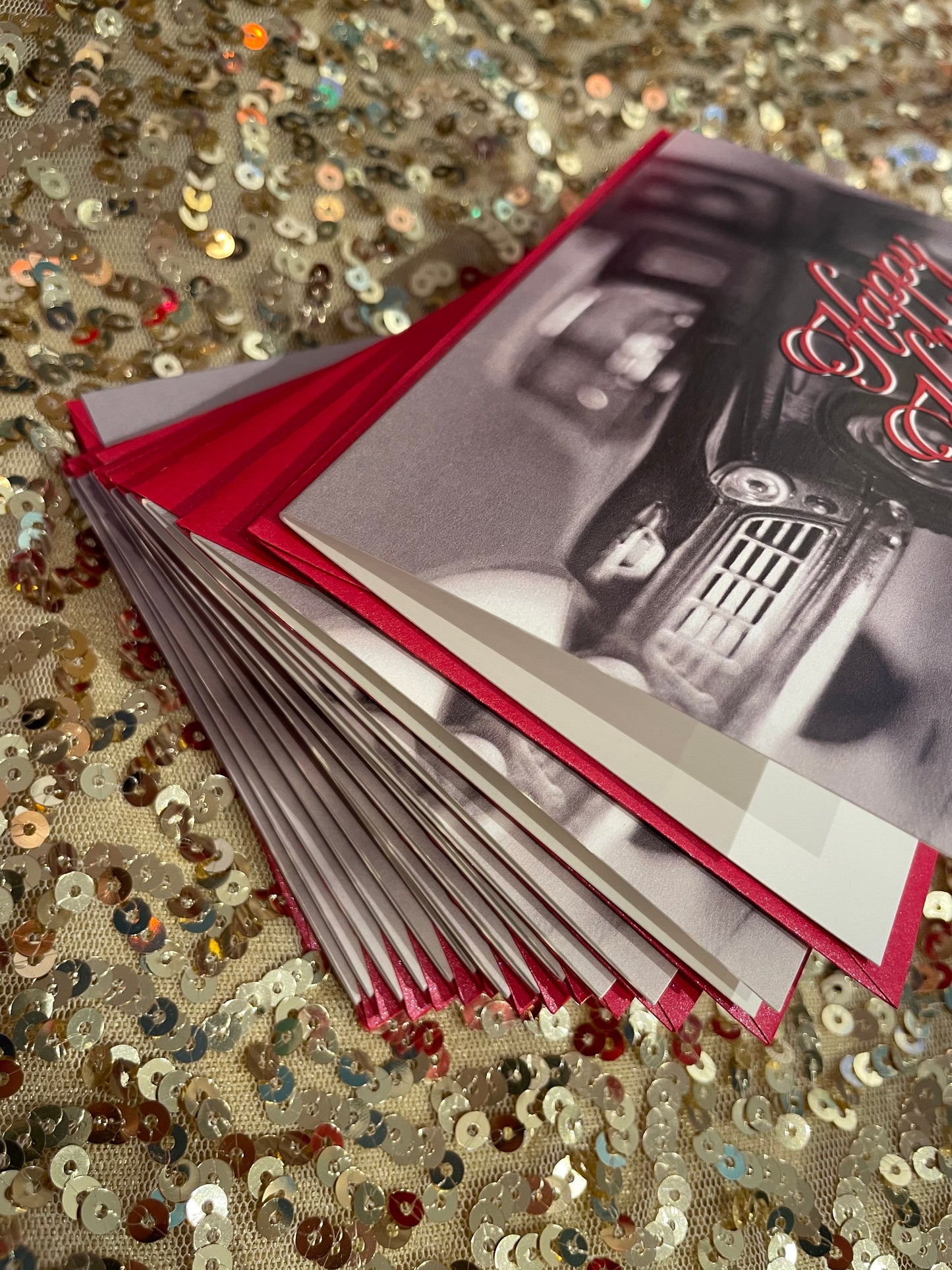 Happy Holidays Vintage Black & White Piccolina Christmas Card