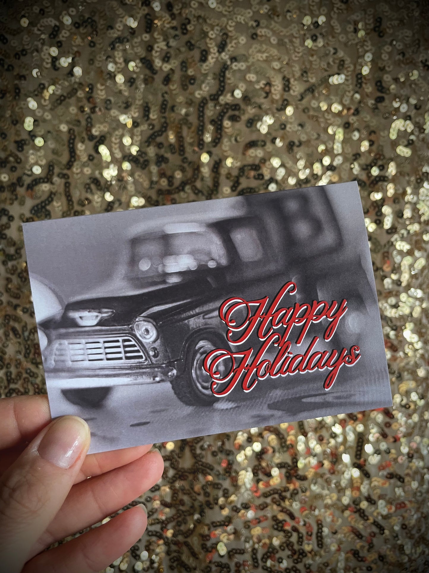 Happy Holidays Vintage Black & White Piccolina Christmas Card