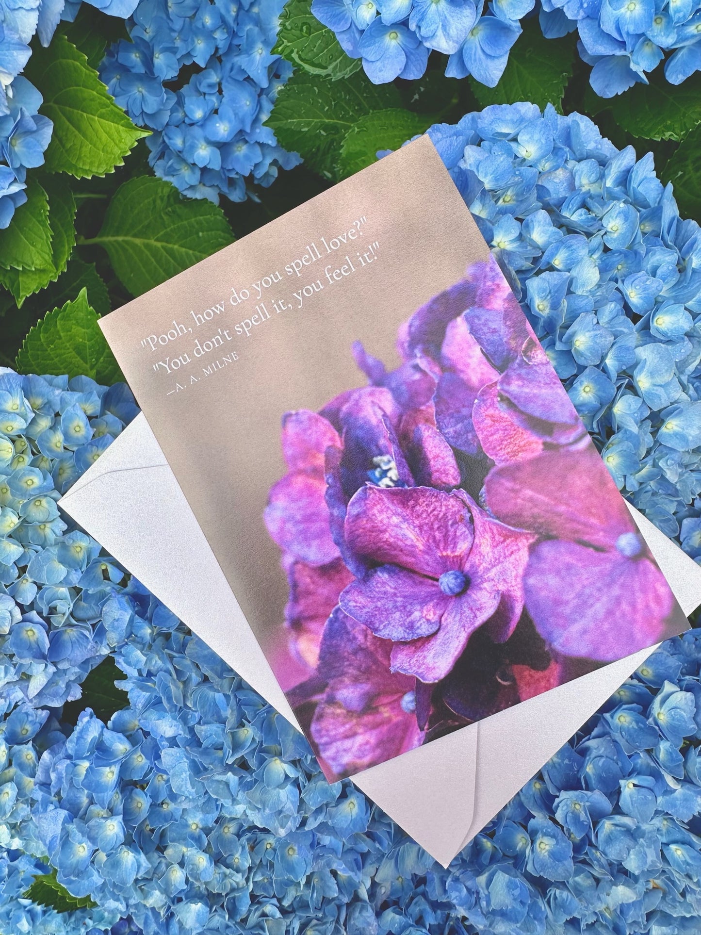 How do You Spell Love? Purple Hydrangea Greeting Card