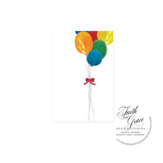 Notecard Set of 10: Happiest of Birthdays Balloon Bouquet Birthday Card
