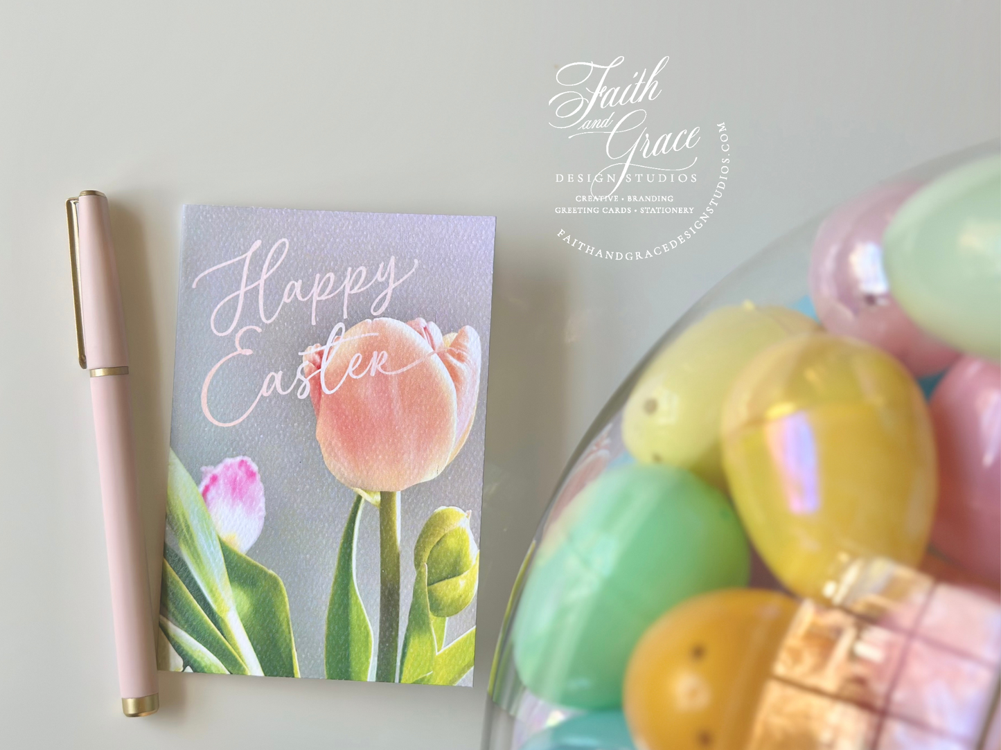 Notecard Set of 10: Happy Easter Tulips