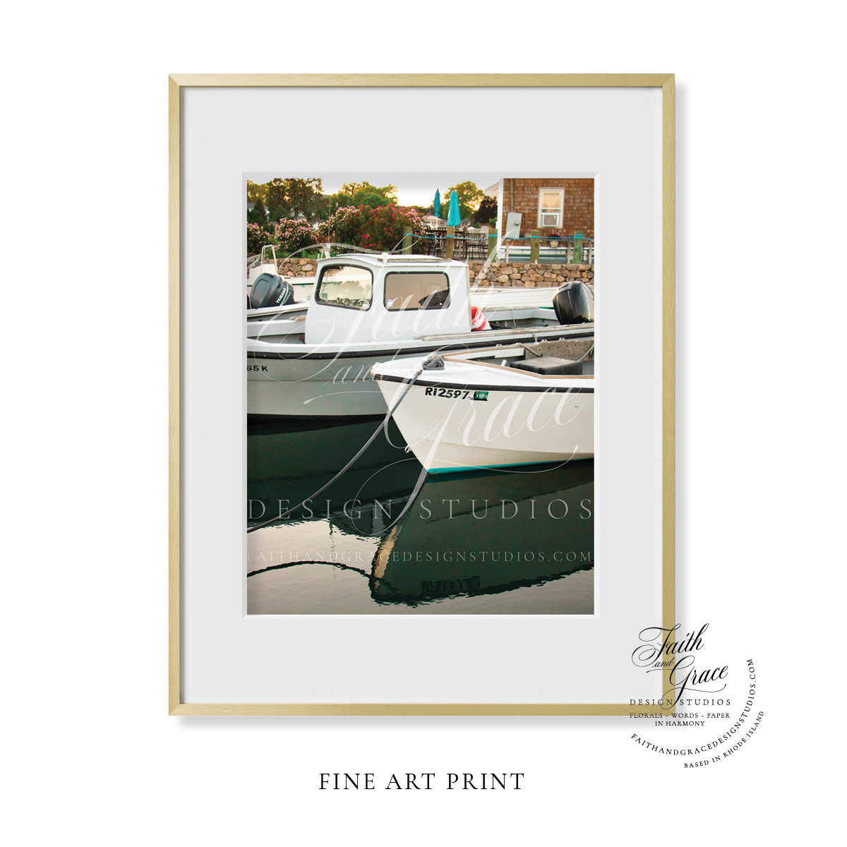 Fine Art Print: A Touch of Teal at Gardner's Wharf Wickford, RI