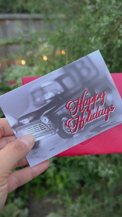 Happy Holidays Vintage Black & White Piccolina Christmas Card