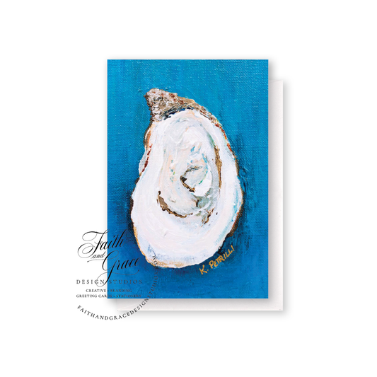 Oyster on Blue Notecard | Blank Inside