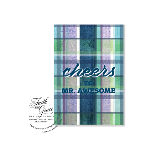 Blue Plaid Greeting Card