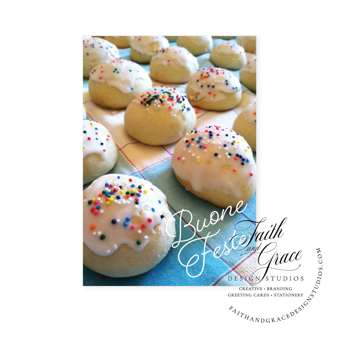 Buone Feste Nonna's Egg Biscuits Italian Christmas Card