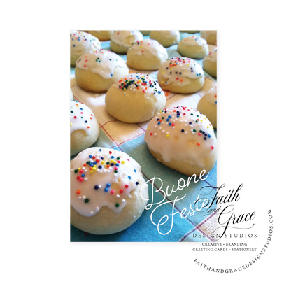 Buone Feste Nonna's Egg Biscuits Italian Christmas Card