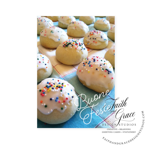 Buone Feste Nonna's Egg Biscuits Italian Christmas Card