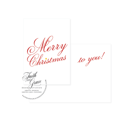 Merry Christmas to You in Red Script Christmas Card