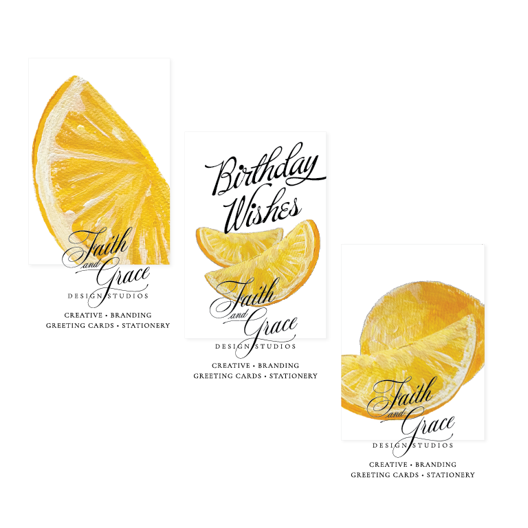 Painted lemons trio notecard set