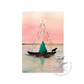 Sailboat with Black Labrador Retrievers and Festive Christmas Lights Christmas Card