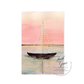 Set of 10: Peaceful Cove at Dusk with a Sailboat Dressed in White Lights | Blank Inside