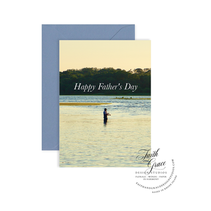 Fishing on Narrow River Father's Day Greeting Card with Blue Envelope