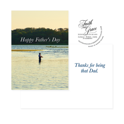 Fishing on Narrow River Father's Day Greeting Card with Blue Envelope