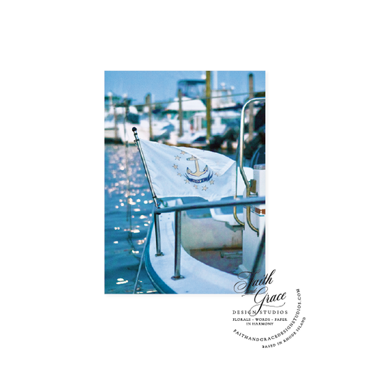 Boat floating in Narragansett with HOPE Rhode Island Flag Father's Day Greeting Card