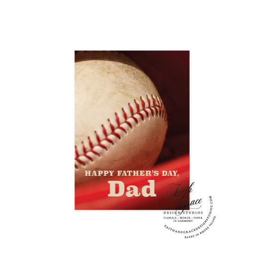 Baseball and Red Baseball Glove Fathers Day Card