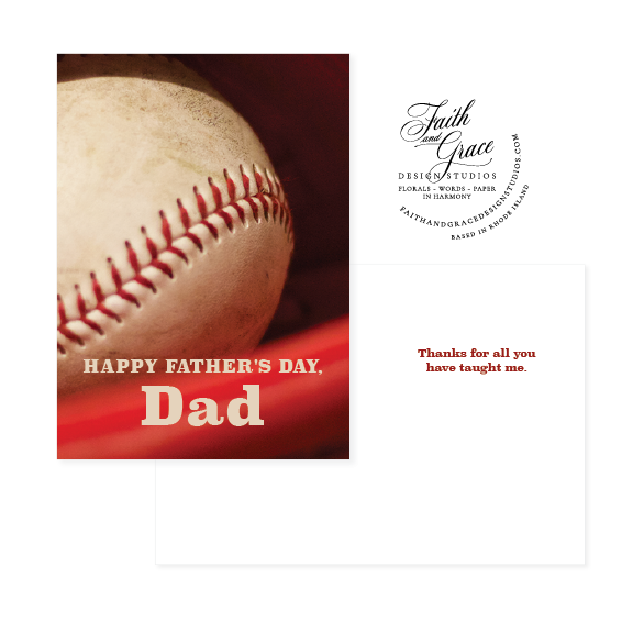 Baseball Lessons Father's Day Greeting Card  Faith and Grace Design  Studios RI Greeting Card Shop