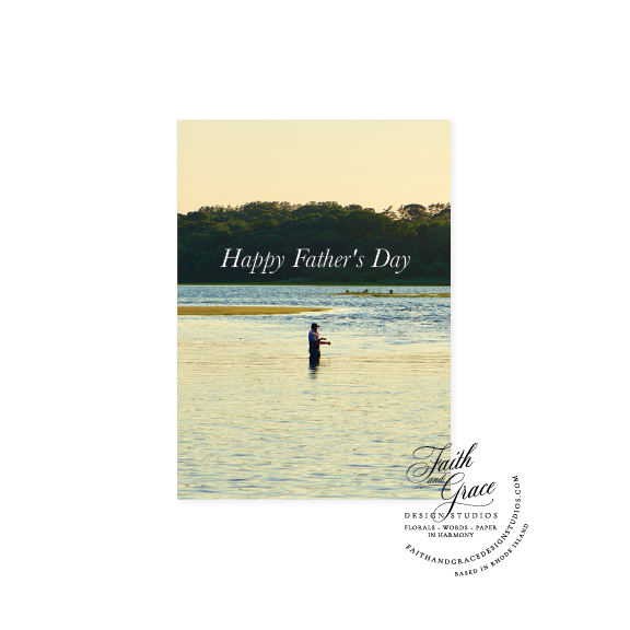 Fisherman Fishing on Narrow River in Narragansett Father's Day Greeting Card
