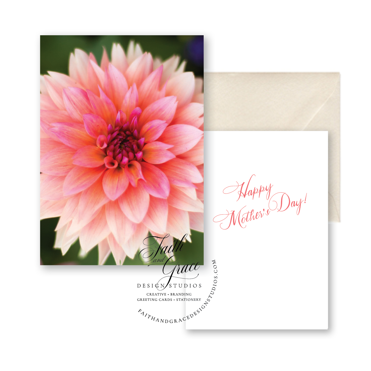 Mothers Day Pink Dahlia Card