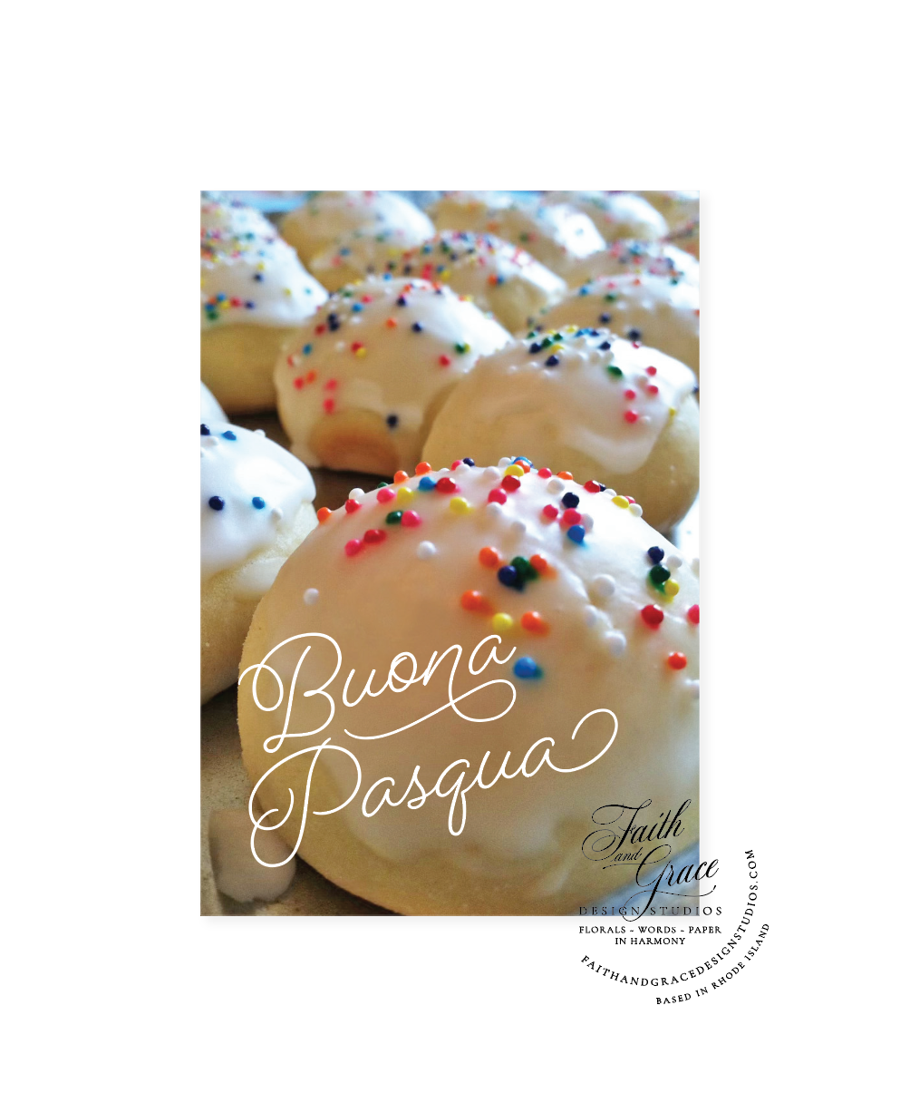 Buona Pasqua Italian Easter Card featuring italian egg biscuits