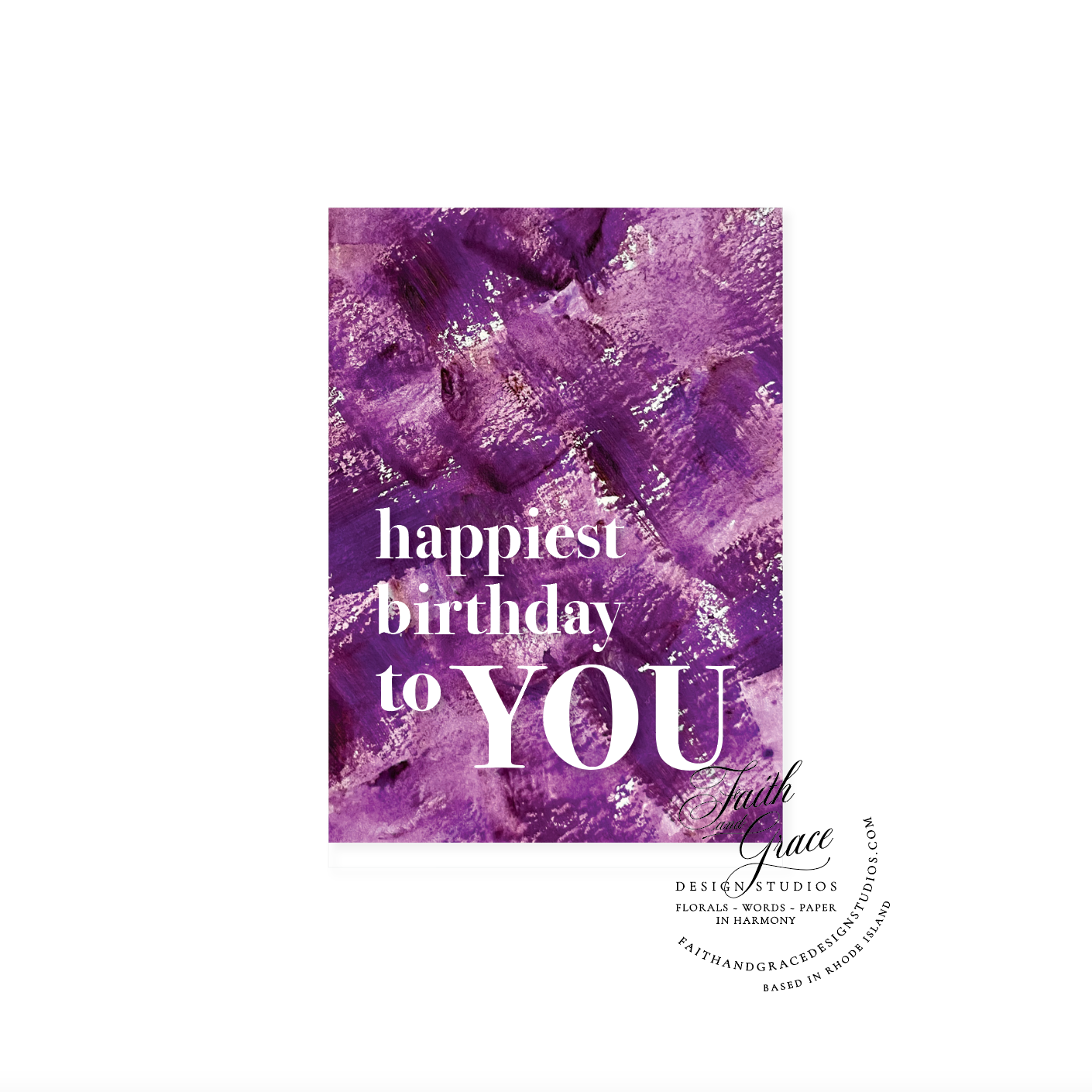 Happiest Birthday to You Greeting Card on magenta purple painted textured felt greeting card