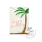 Palm Tree Birthday Card featuring hand painted palm tree and vintage lights over a painted warm sky 