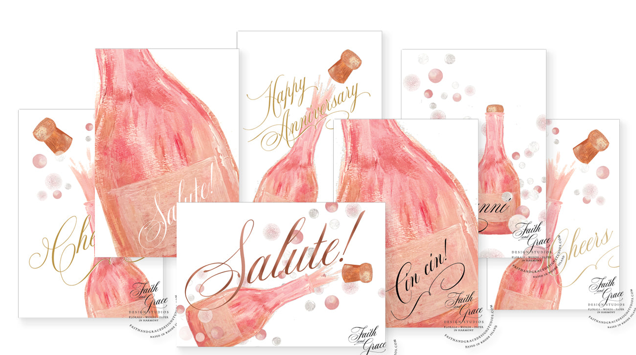 Set of 7 Champagne Celebration Cards