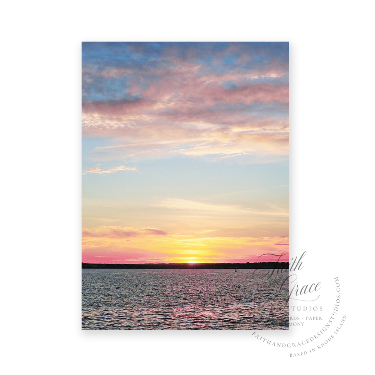 Photo of sunset at Brenton Point in Newport RI Birthday Card