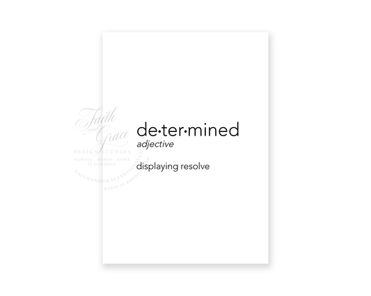 Determined definition greeting card