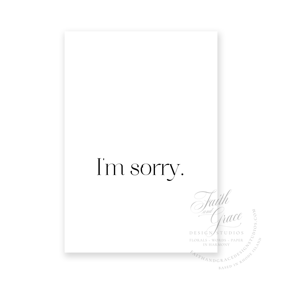 I'm Sorry in white lettering on purple watercolor Religious Sympathy Card