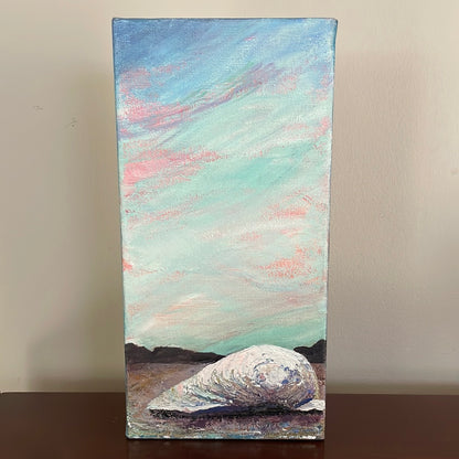 The Day After; Narrow River at Dusk, 6x12 Acrylic Painting by Kristina Petrilli
