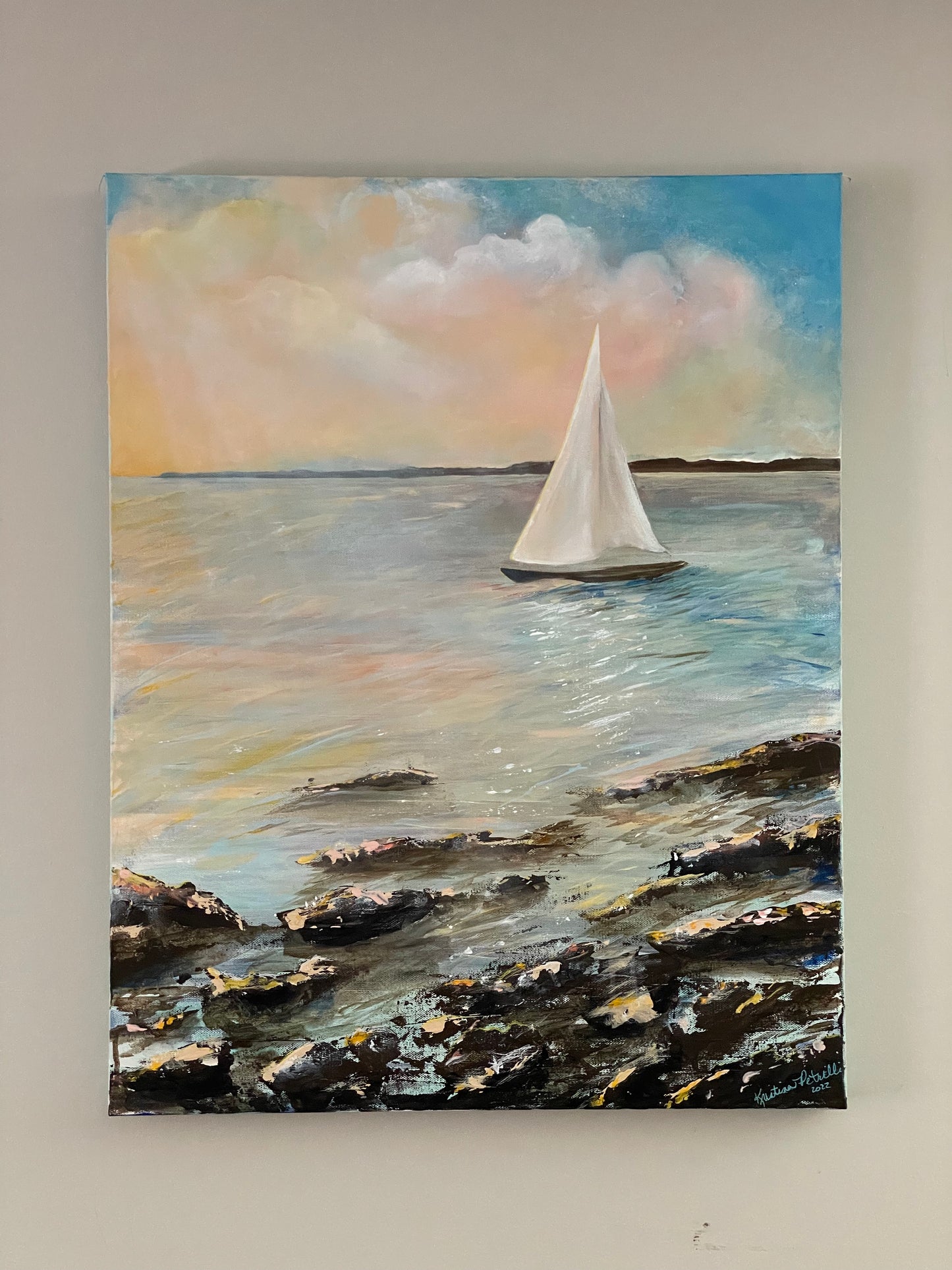 Shimmering Sails, Brenton Point, Newport 24x28 Acrylic Painting by Kristina Petrilli