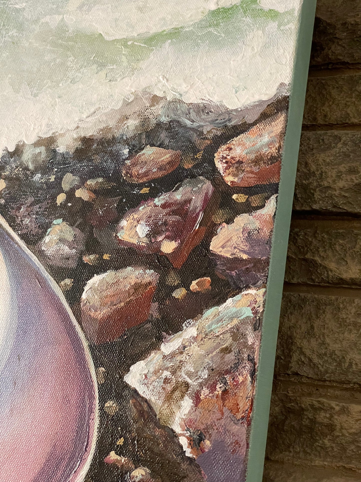 Quahog #5, Water Washing Ashore 20x24 Acrylic Painting