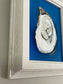 Oyster #2, 5x7 Acrylic Painting Framed in Rustic White Wood