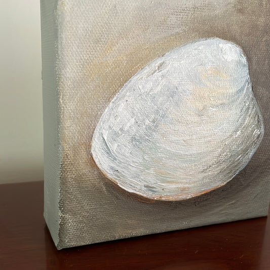 Quahog in the Sand, 5x5 Acrylic Painting