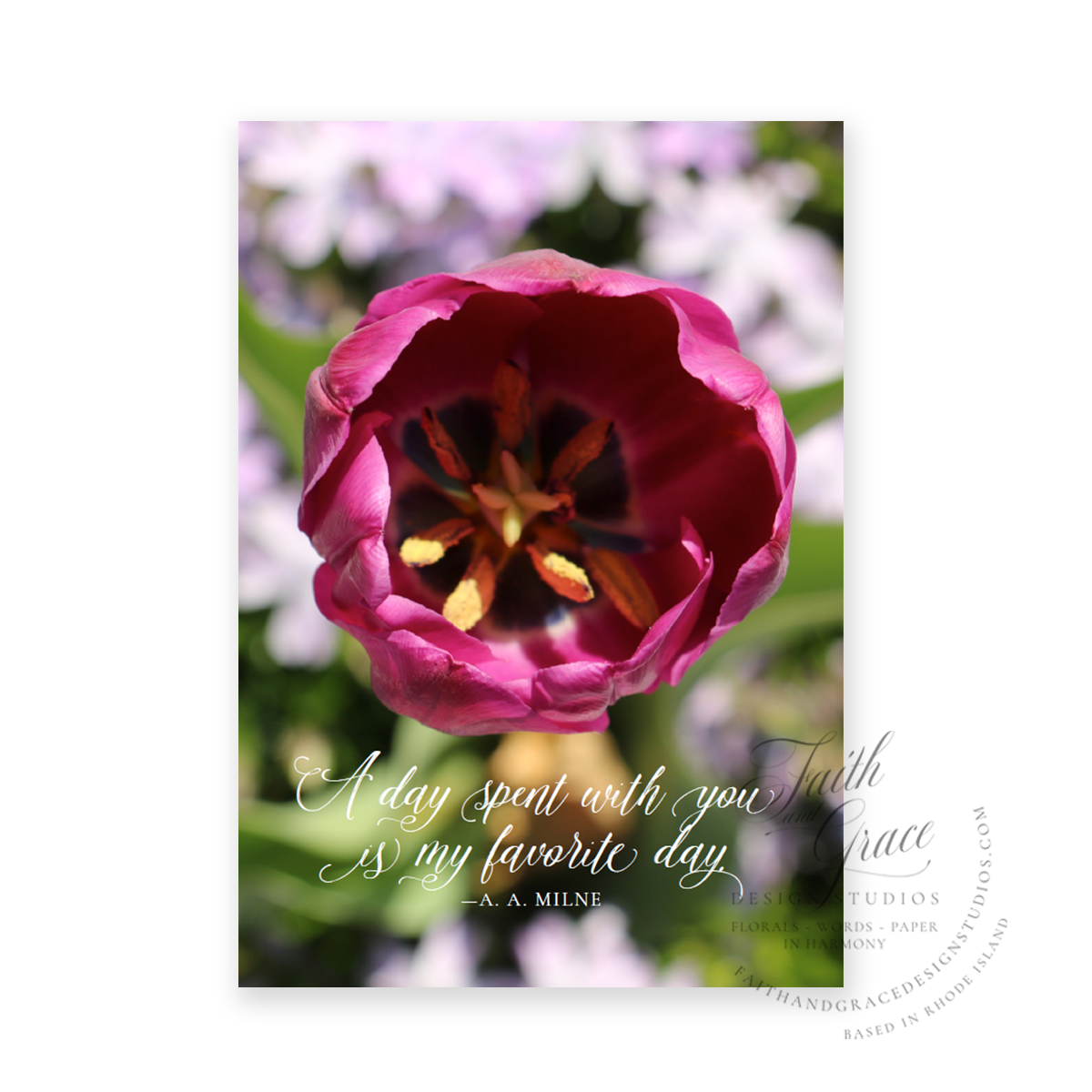 Berry Tulip in the Phlox Grateful Greeting Card