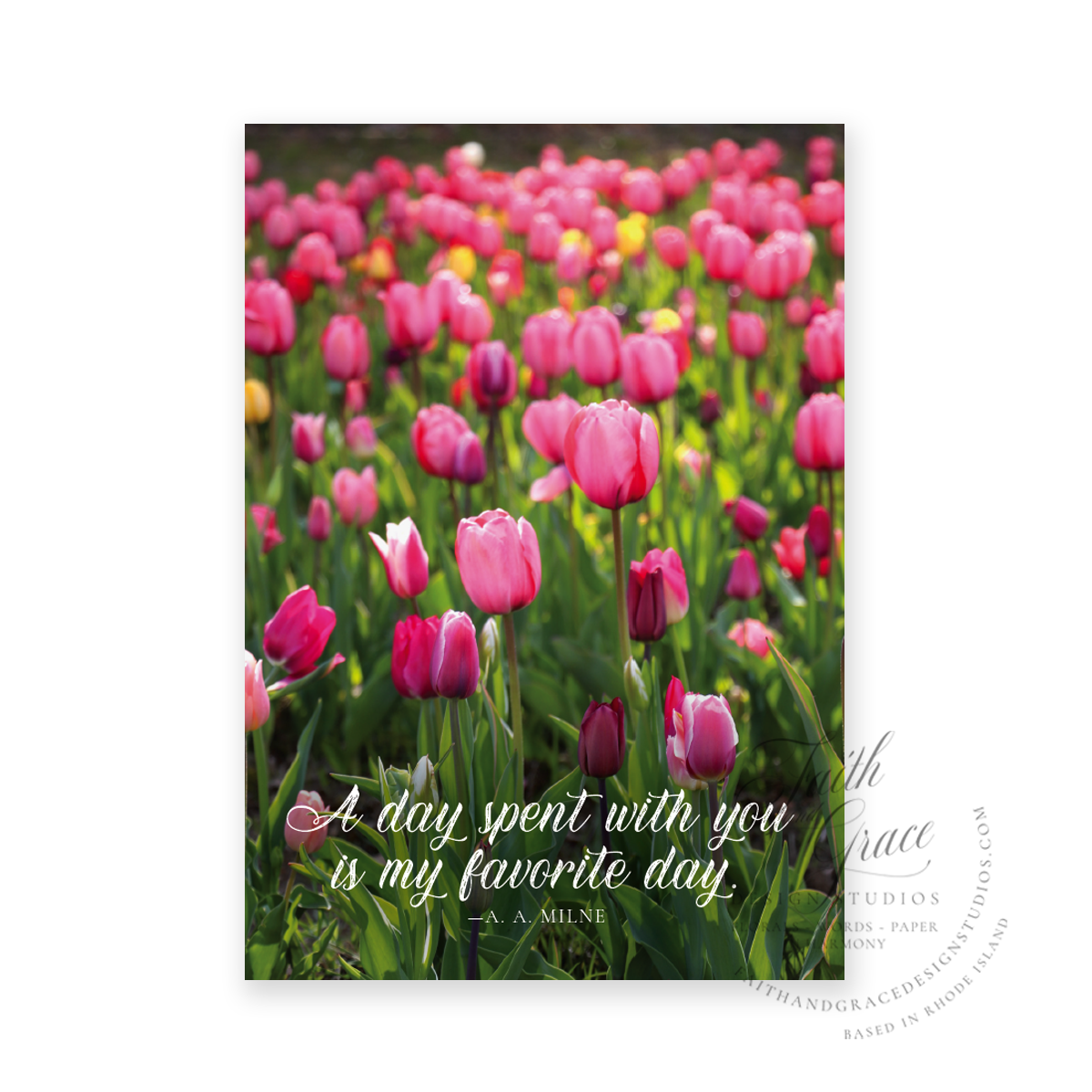 Pink Spring Tulips My Favorite Day Greeting Card