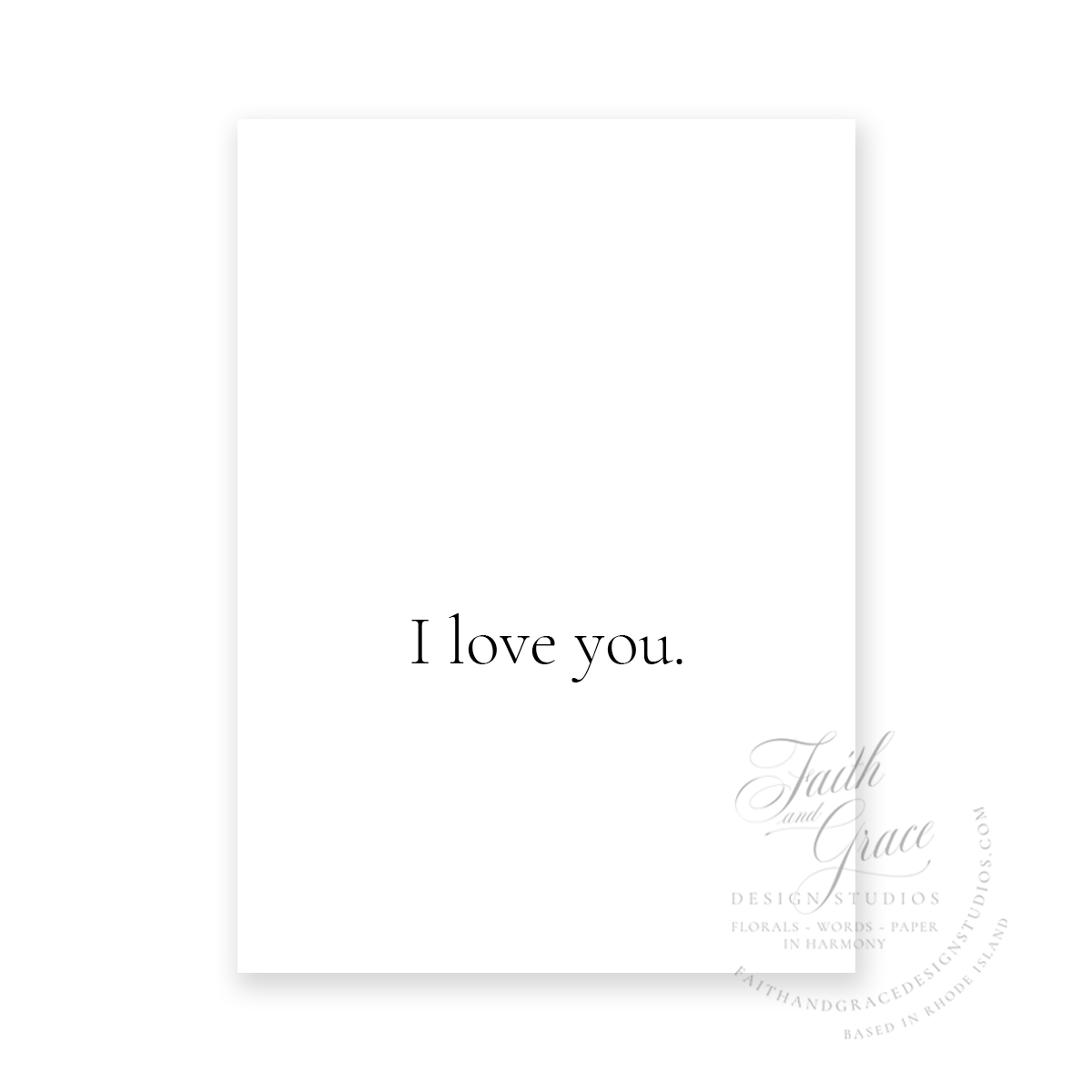 I Love You in serif font black on white felt stock Greeting Card