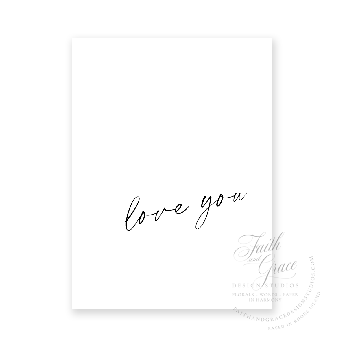 Love You in black script Greeting Card