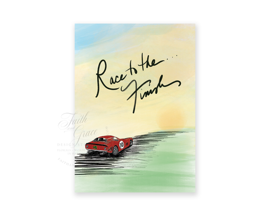 Race to the Finish Greeting Card Set of 3 Featuring Vintage Ferrari Race Car